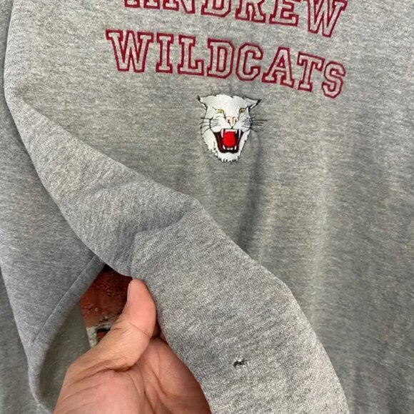 Vintage Crew Neck Sweater Russell Athletic XL Made in USA Andrew Wildcats Gray 9 - Picture 8 of 8